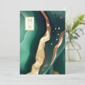 *~ Emerald Groene QR Initialen AR66 RSVP Bruiloft Kaart (Staand voorkant)