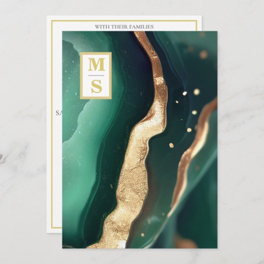 *~ Emerald Groene QR Initialen AR66 RSVP Bruiloft Kaart (Voorkant / Achterkant)