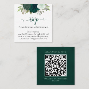Emerald Groene Rozen Bruiloft RSVP QR Code Informatiekaartje