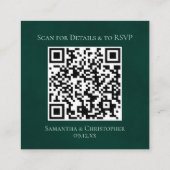 Emerald Groene Rozen Trouwdetails & RSVP QR Code Informatiekaartje (Achterkant)