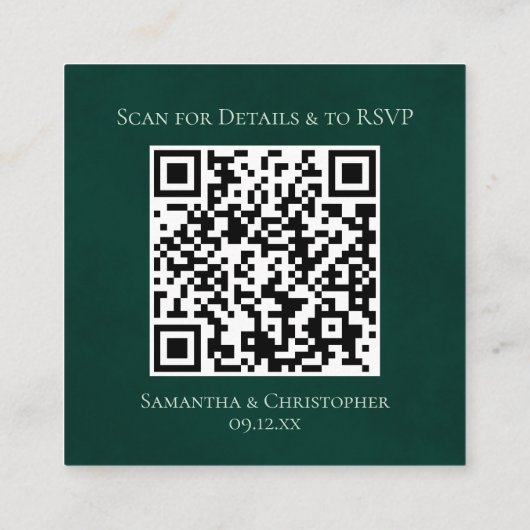 Emerald Groene Rozen Trouwdetails & RSVP QR Code Informatiekaartje (Achterkant)