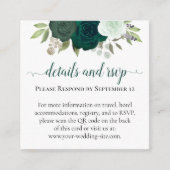Emerald Groene Rozen Trouwdetails & RSVP QR Code Informatiekaartje (Voorkant)