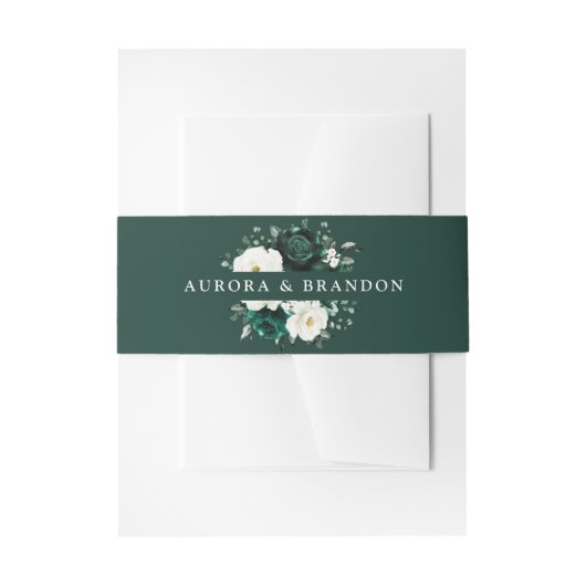 Emerald Groenheid Eucalyptus Witte Bloemen Bruilof Uitnodigingen Wikkel (Voorkant Voorbeeld)
