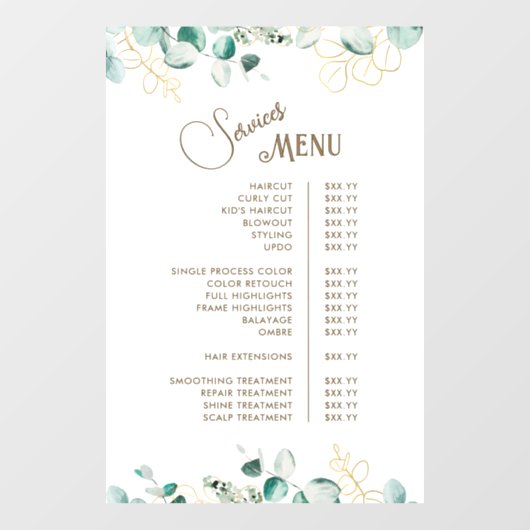 Emerald Groenhout Services Menu Ruitstickers Raamsticker (Vel)