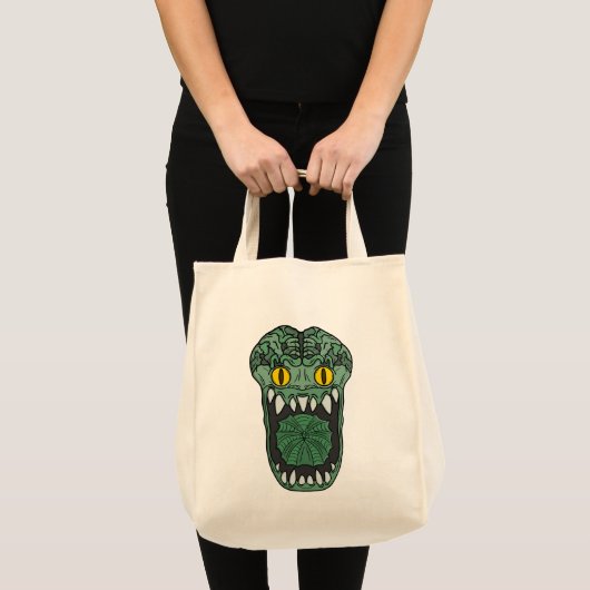 Emerald Grotesque Fang Creature Tote Bag (Voorkant (product))