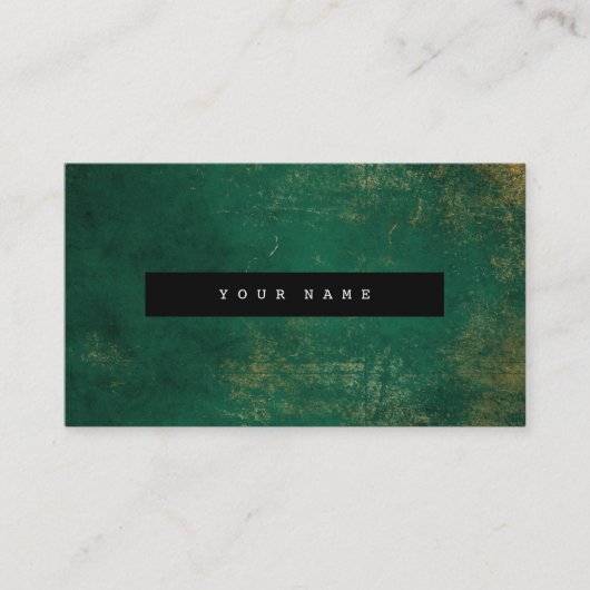Emerald Grungy Distress Gold Marble Vip Visitekaartje (Voorkant)