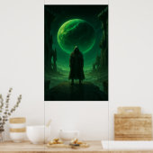 Emerald Guardian — Dark Cosmic Fantasy Art Poster (Keuken)