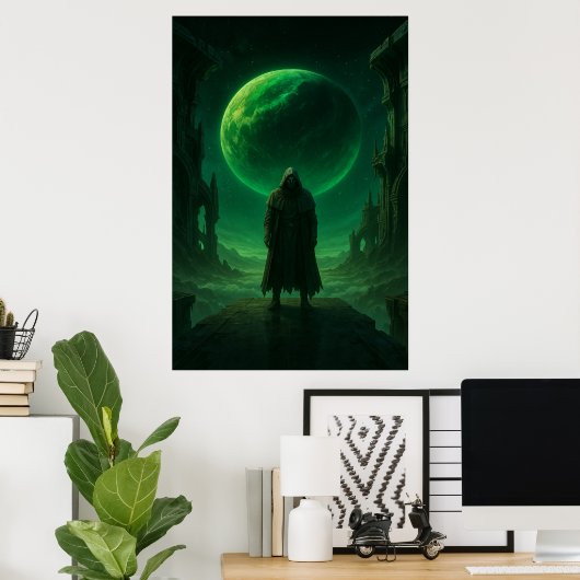 Emerald Guardian — Dark Cosmic Fantasy Art Poster (Thuiskantoor)