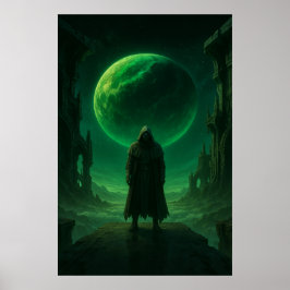 Emerald Guardian — Dark Cosmic Fantasy Art Poster