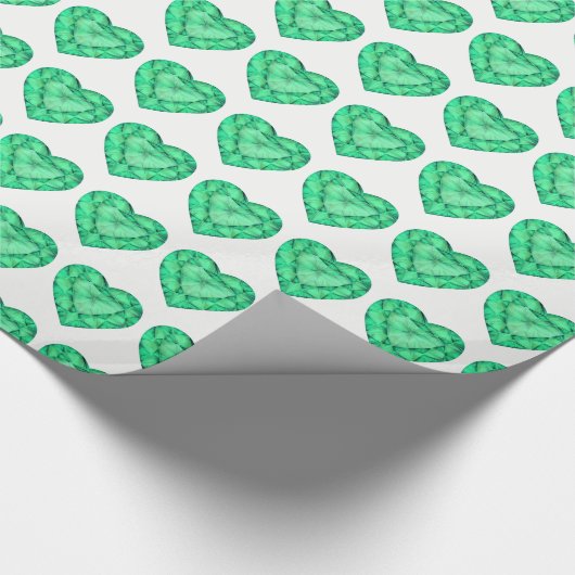 Emerald hart waterverf kunst patterned wrap cadeaupapier (Hoek)