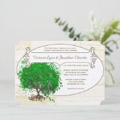Emerald Heart Leaf Tree Barn Wood Weddenschap Kaart (Staand voorkant)