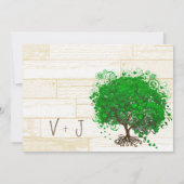 Emerald Heart Leaf Tree Barn Wood Weddenschap Kaart (Achterkant)