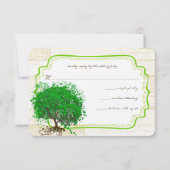Emerald Heart Leaf Tree Barn Wood Wedding RSVP (Voorkant)