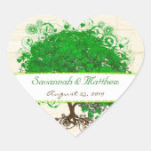 Emerald Heart Leaf Tree Barn Wood Wedding Seal Hart Sticker (Voorkant)