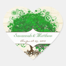Emerald Heart Leaf Tree Barn Wood Wedding Seal