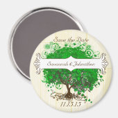 Emerald Heart Leaf Tree Save the Date Magnets Magneet (Voorkant / Achterkant)