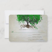 Emerald Heart Leaf Tree Wedding Invites RSVP Kaartje (Voorkant)