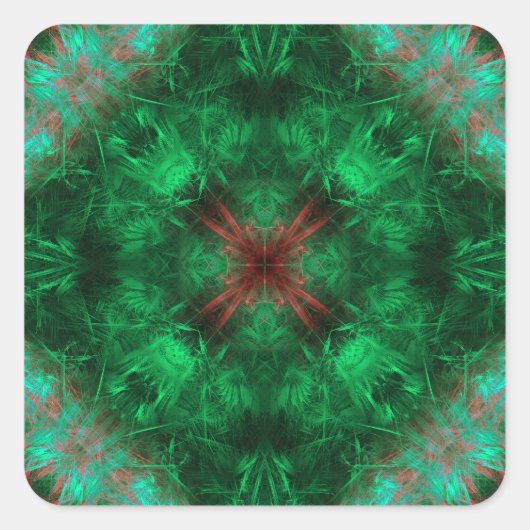 Emerald Heilig Geometrisch Fractale Kunst Vierkante Sticker (Voorkant)