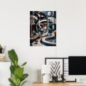 Emerald Hemelse Bergen Surreal Teal Poster (Thuiskantoor)