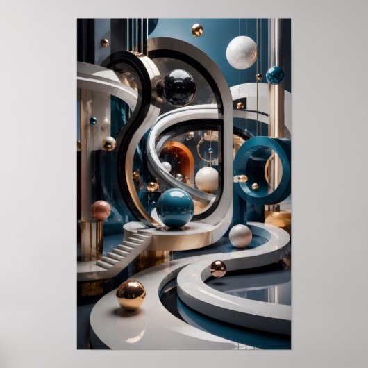 Emerald Hemelse Bergen Surreal Teal Poster (Voorkant)