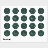 Emerald Her Favorite Script Wedding Treat Bag Ronde Sticker (Vel)