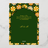 Emerald Hindu Pauw Lotus Wedding Gold Script Folie Uitnodiging (Achterkant)