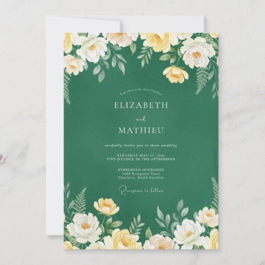 Emerald Honey Petal Bruiloft Kaart (Voorkant)