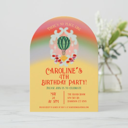 Emerald Hot Air Ballon Kids Verjaardag Kaart (Staand voorkant)