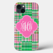 Emerald Hot Pink Madras Vine Script-monogram Case-Mate iPhone Case (Achterkant)