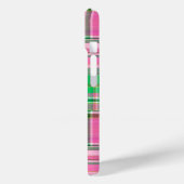 Emerald Hot Pink Preppy Patchwork Madras Monogram Case-Mate iPhone Case (Achterkant / Links)