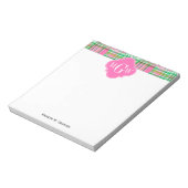 Emerald Hot Pink Preppy Patchwork Madras Monogram Notitieblok (Linkerzijde)