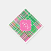 Emerald Hot Pink Preppy Patchwork Madras Monogram Servetten (Hoek)