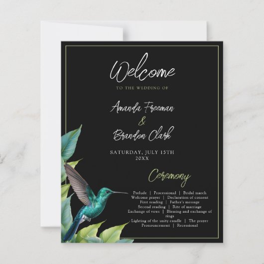 Emerald Hummingbird Tropische bladeren bruiloft (Voorkant)