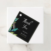 Emerald Hummingbird Tropische bladeren bruiloft Bedankjes Labels (In situ)