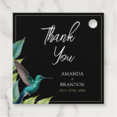 Emerald Hummingbird Tropische bladeren bruiloft Bedankjes Labels (Achterkant)