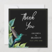 Emerald Hummingbird Tropische bladeren bruiloft Bedankkaart (Voorkant)