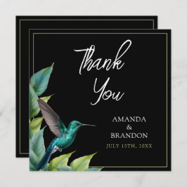 Emerald Hummingbird Tropische bladeren bruiloft Bedankkaart