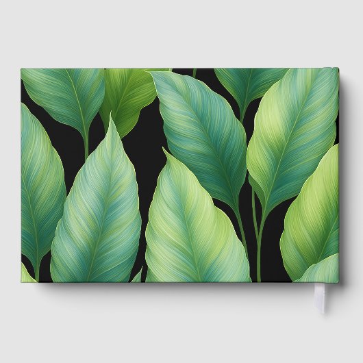 Emerald Hummingbird Tropische bladeren bruiloft Gastenboek (Achterkant)