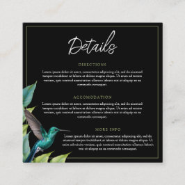 Emerald Hummingbird Tropische bladeren bruiloft Informatiekaartje