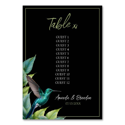 Emerald Hummingbird Tropische bladeren bruiloft Kaart (Voorkant)