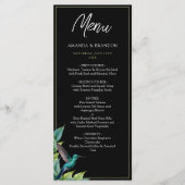Emerald Hummingbird Tropische bladeren bruiloft Menu (Voorkant)