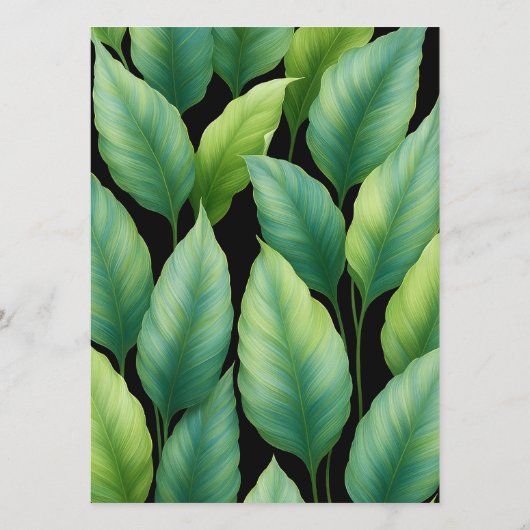 Emerald Hummingbird Tropische bladeren bruiloft Menu (Achterkant)