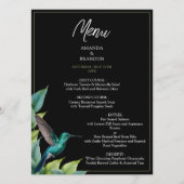 Emerald Hummingbird Tropische bladeren bruiloft Menu (Voorkant)