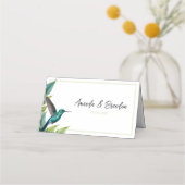 Emerald Hummingbird Tropische bladeren bruiloft Plaatskaartje (Achterkant)
