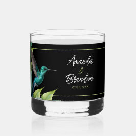 Emerald Hummingbird Tropische bladeren bruiloft Whisky Glas