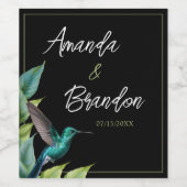 Emerald Hummingbird Tropische bladeren bruiloft Wijn Etiket (Enkel label)