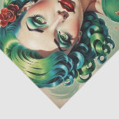 Emerald Ink Pin-Up Meisje met Tattoos Decoupage Tissuepapier (Detail)