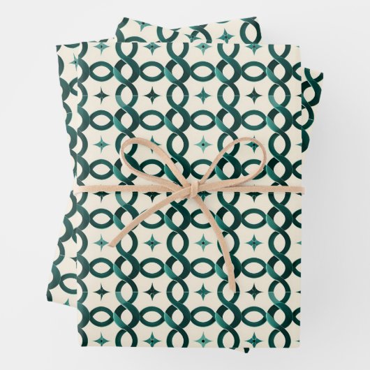 Emerald Interlocking Circles Gift Wrap A Refined Inpakpapier Vel (In situ)