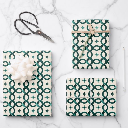 Emerald Interlocking Circles Gift Wrap A Refined Inpakpapier Vel (Voorkant)