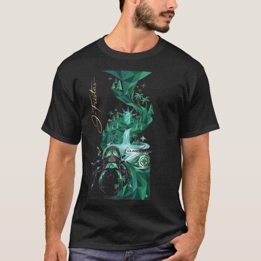 “Emerald Island Beetle – Artistic Nature Black T-shirt (Voorkant)